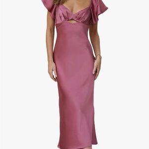 Elegant Pink Satin Dress